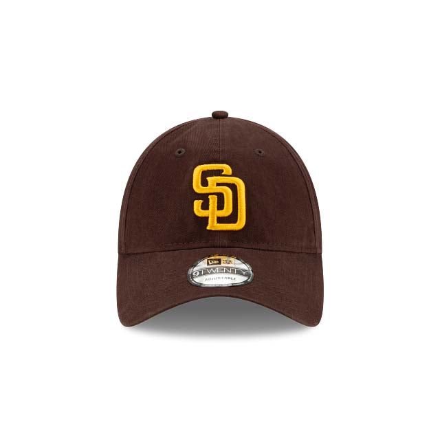 San Diego Padres New Era MLB 9TWENTY 920 Adjustable Cap Hat Dark Brown Crown/Visor Yellow Logo 2026 MLB World Tour Mexico City Series Side Patch