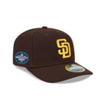 San Diego Padres New Era MLB 9SEVENTY 970 Stretch-Snap Cap Hat Dark Brown Crown/Visor Yellow Logo 2026 MLB World Tour Mexico City Series Side Patch
