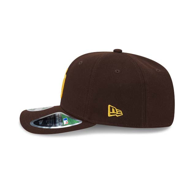 San Diego Padres New Era MLB 9SEVENTY 970 Stretch-Snap Cap Hat Dark Brown Crown/Visor Yellow Logo 2026 MLB World Tour Mexico City Series Side Patch