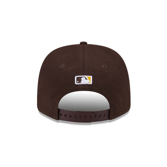 San Diego Padres New Era MLB 9SEVENTY 970 Stretch-Snap Cap Hat Dark Brown Crown/Visor Yellow Logo 2026 MLB World Tour Mexico City Series Side Patch