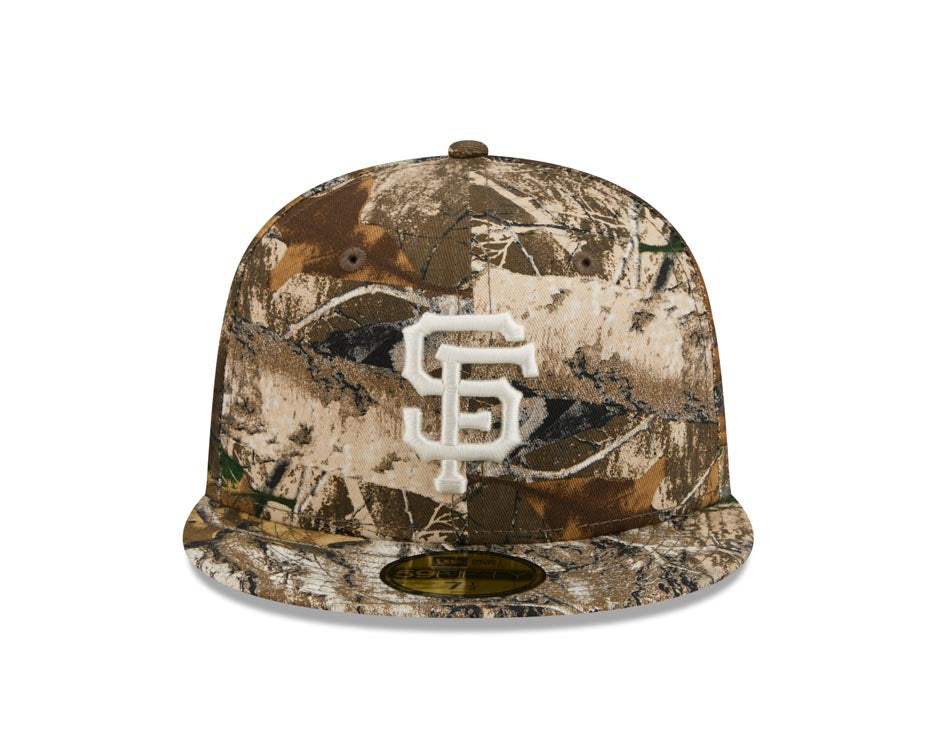 San Francisco Giants New Era MLB 59FIFTY 5950 Fitted Cap Hat Real Tree Edge Camo Crown/Visor White Logo Gray UV