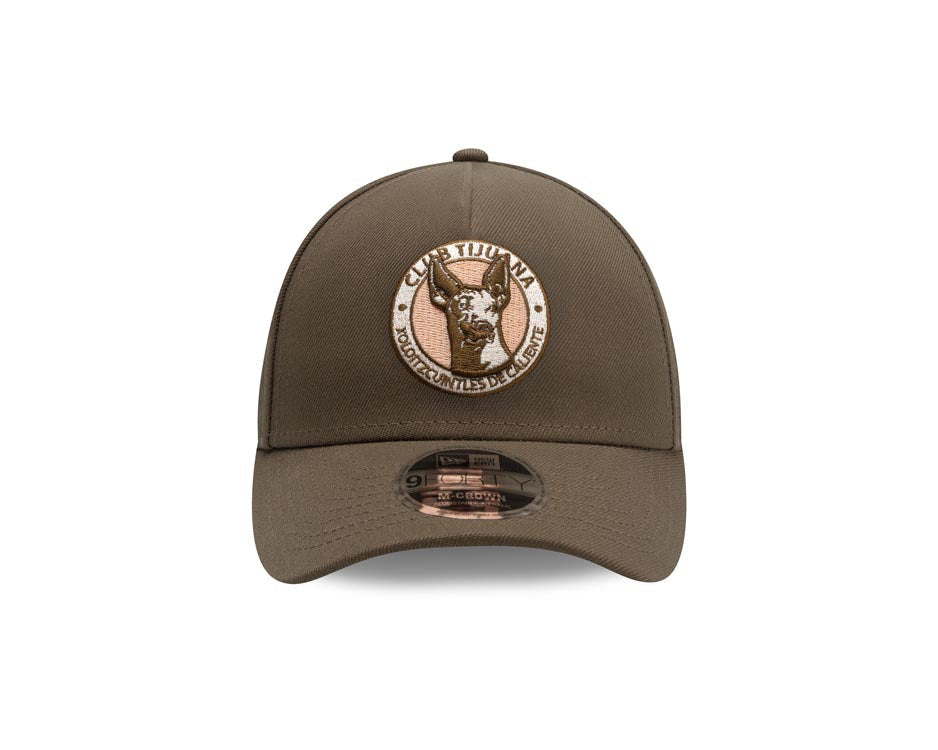 Xolos de Tijuana New Era Liga MX 9FORTY 940 Adjustable M-crown Cap Hat Olive Green Crown/Visor Peach/Olive Logo Gray UV