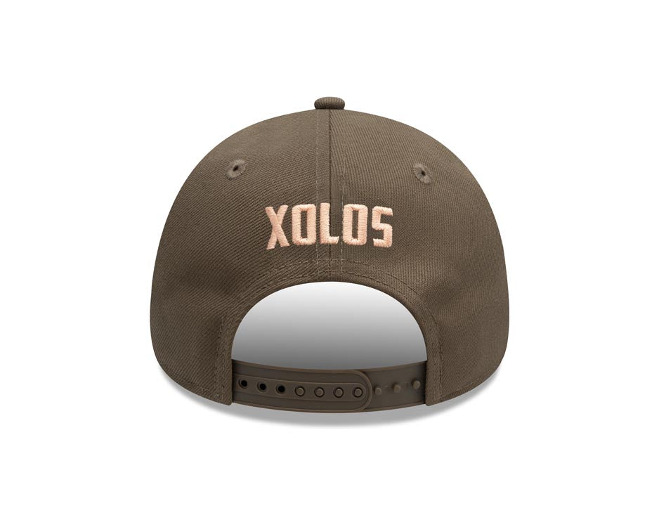 Xolos de Tijuana New Era Liga MX 9FORTY 940 Adjustable M-crown Cap Hat Olive Green Crown/Visor Peach/Olive Logo Gray UV