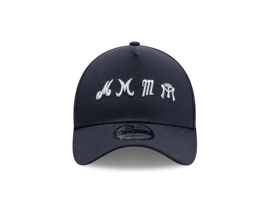 Sultanes de Monterrey New Era 9FORTY 940 Adjustable A-Frame Cap Hat Navy Blue Crown/Visor White Multi Logo Gray UV