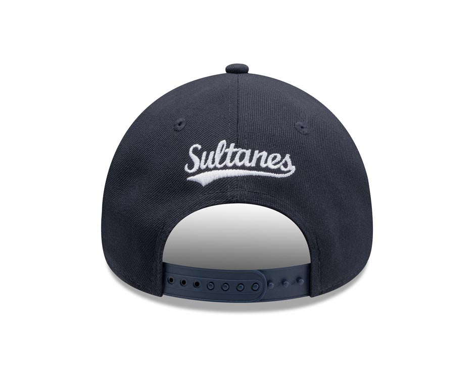 Sultanes de Monterrey New Era 9FORTY 940 Adjustable A-Frame Cap Hat Navy Blue Crown/Visor White Multi Logo Gray UV