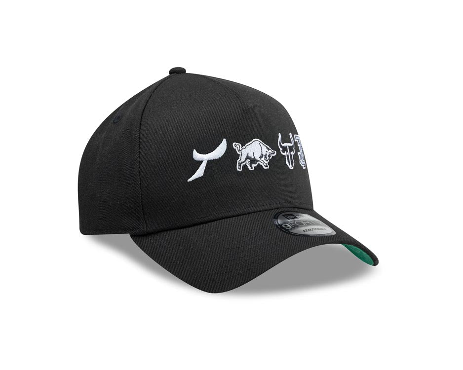 Tijuana Toros New Era LMB 9FORTY 940 Adjustable A-Frame Cap Hat Black Crown/Visor White Multi Logo Green UV