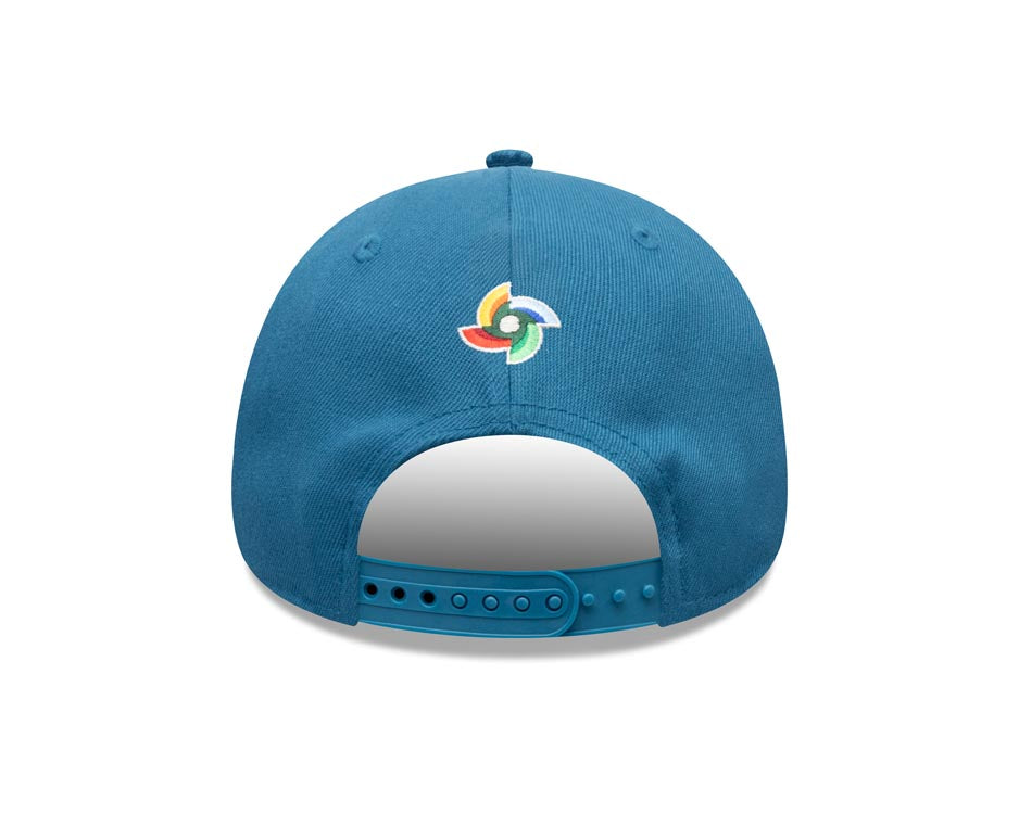 Puerto Rico New Era 9FORTY 940 Adjustable M-Crown Cap Hat Light Royal Blue Crown/Visor Red/White Logo Gray UV (Latin Embroidery)