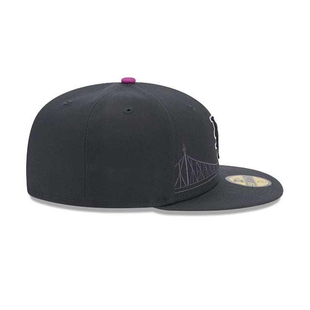 New York Mets New Era MLB 59FIFTY 5950 Fitted Cap Hat Dark Gray Crown/Visor Black/White Logo (2024 City Connect)