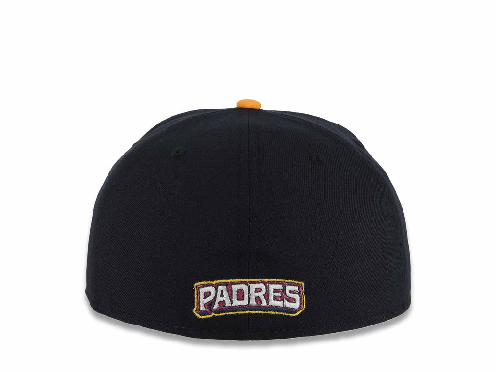 San Diego Padres New Era MLB 59FIFTY 5950 Fitted Cap Hat Navy Crown/Visor Chrome White City Connect 2026 Front Logo Wordmark Back Logo Gray UV