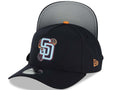 San Diego Padres New Era MLB 9FORTY 940 Adjustable A-Frame Cap Hat Navy Blue Crown/Visor Light Sky Blue/Pink Logo (2026 City Connect Batting Practice)