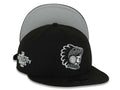 San Diego Padres New Era MLB 9FIFTY 950 Snapback Cap Hat Black Crown/Visor Black/Gray Logo 2026 MLB World Tour Mexico City Series Side Patch Gray UV