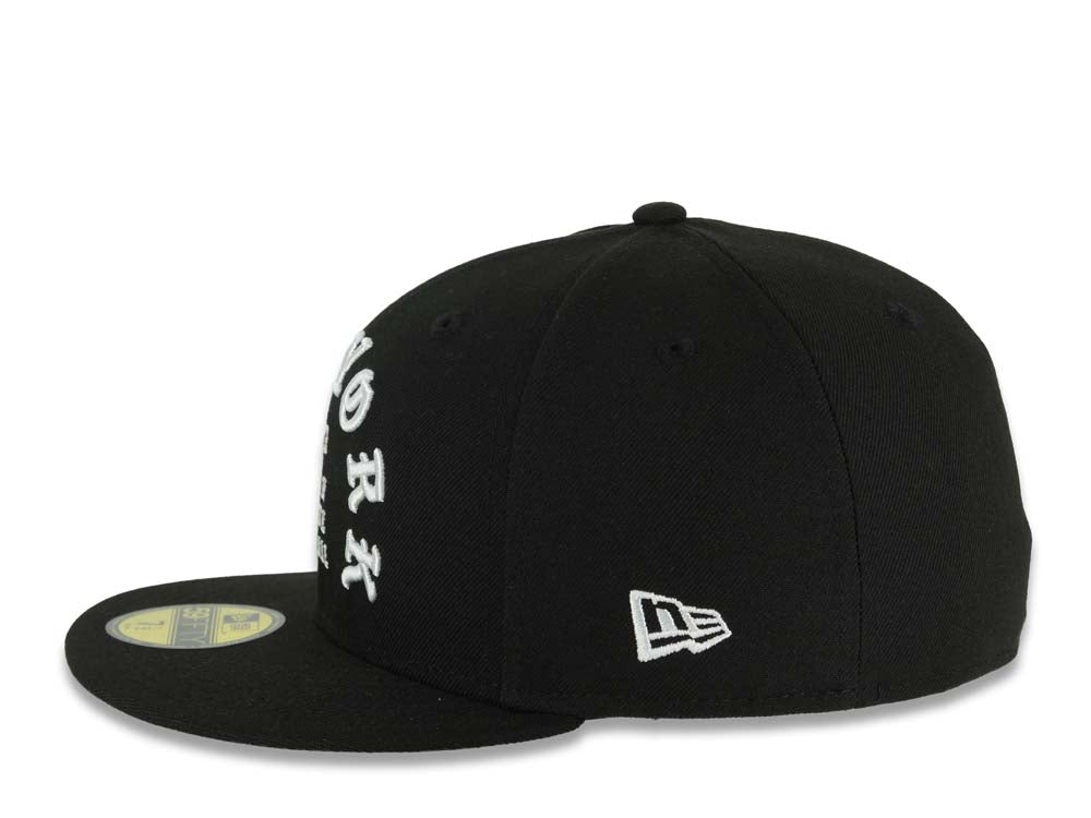 New York Yankees New Era MLB 59FIFTY 5950 Fitted Cap Hat Black Crown/Visor White 1903 Major League Baseball Logo 2024 World Series Side Patch Gray UV