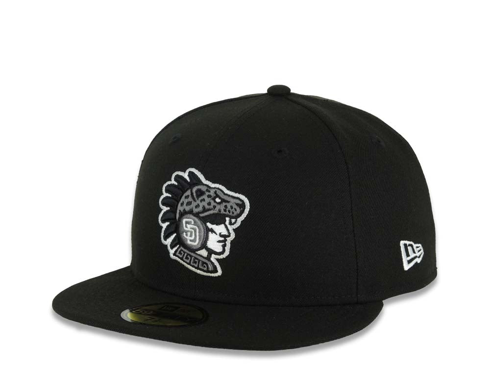 San Diego Padres New Era MLB 59FIFTY 5950 Fitted Cap Hat Black Crown/Visor Black/Gray Logo 2026 MLB World Tour Mexico City Series Side Patch Gray UV