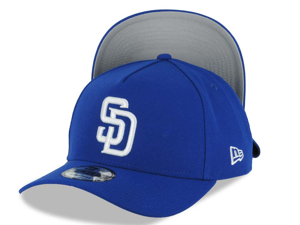 San Diego Padres New Era MLB 9FORTY 940 Adjustable A-Frame Cap Hat Light Royal Blue Crown/Visor White Logo Gray UV