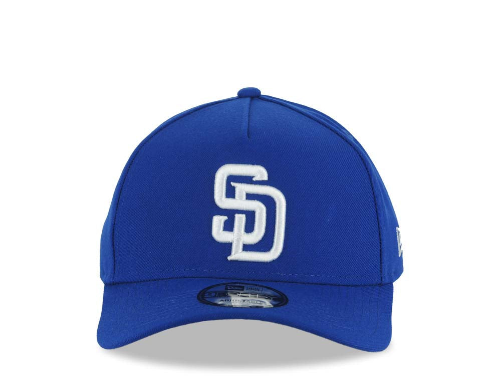 San Diego Padres New Era MLB 9FORTY 940 Adjustable A-Frame Cap Hat Light Royal Blue Crown/Visor White Logo Gray UV