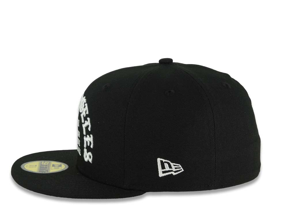 Los Angeles Dodgers New Era MLB 59FIFTY 5950 Fitted Cap Black Crown/Visor White 1958 Major League Baseball Logo 2025 World Series Champions Side Patch