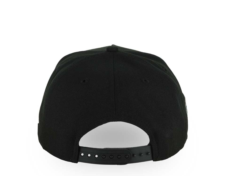 San Diego Padres New Era MLB 9FORTY 940 Adjustable A-Frame Cap Hat Black Crown/Visor Black/White/Pink Logo With Floral SD Logo Side Patch Gray UV