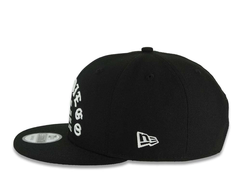 San Diego Padres New Era MLB 9FIFTY 950 Snapback Cap Hat Black Crown/Visor White 1969 Major League Baseball Logo 40th Anniversary Side Patch Gray UV