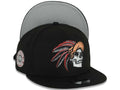 Mexico New Era 9FIFTY 950 Snapback Cap Hat Black Crown/Visor White/Metallic Brown/Metallic Red Skull Logo Aztec Calendar Side Patch Gray UV