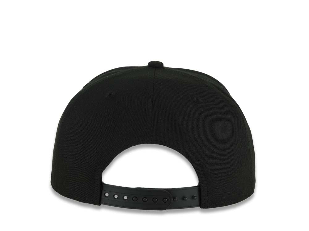 Mexico New Era 9FIFTY 950 Snapback Cap Hat Black Crown/Visor White/Metallic Red/Blue Skull Logo Aztec Calendar Side Patch Gray UV