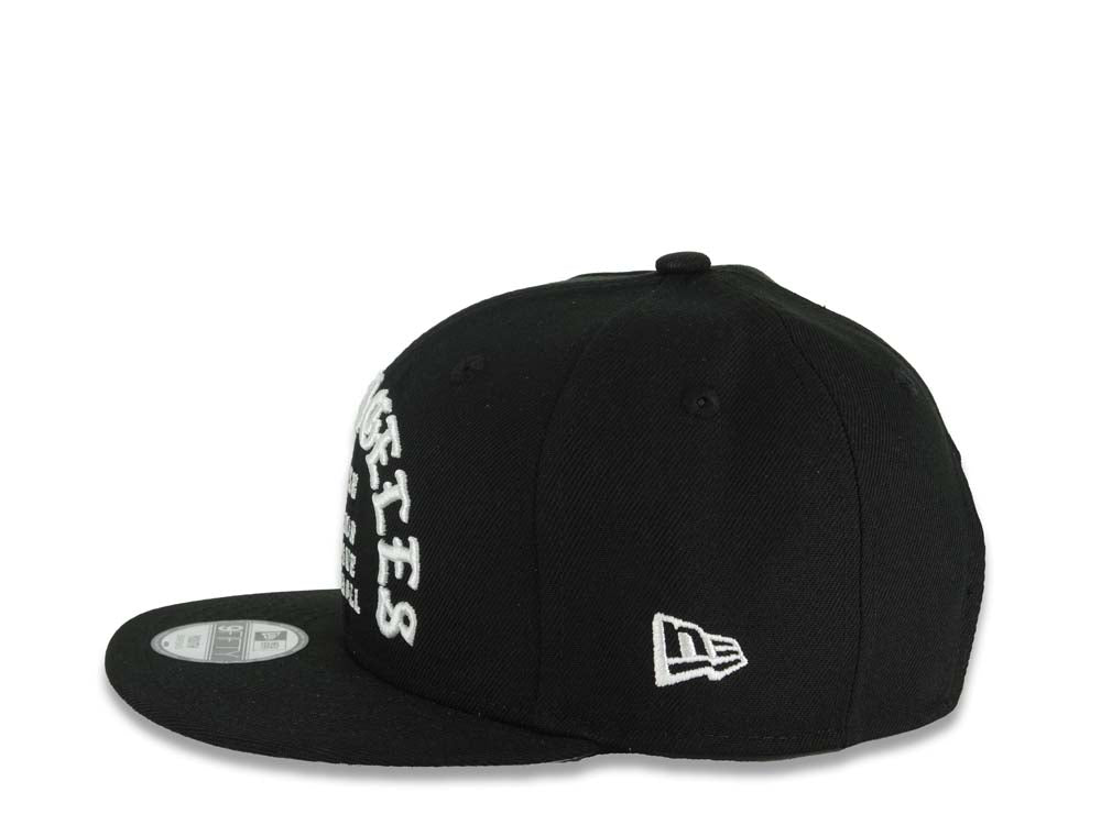 (Youth) Los Angeles Dodgers New Era MLB 9FIFTY 950 Snapback Cap Hat Black Crown/Visor White 1958 Major League Baseball Logo 2025 Champions Side Patch