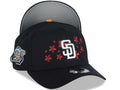 San Diego Padres New Era MLB 9FORTY 940 Adjustable A-Frame Cap Navy Crown/Visor White Logo With Hot Pink Cherry Blossoms 1998 World Series Side Patch