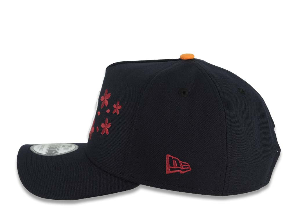 San Diego Padres New Era MLB 9FORTY 940 Adjustable A-Frame Cap Navy Crown/Visor White Logo With Hot Pink Cherry Blossoms 1998 World Series Side Patch