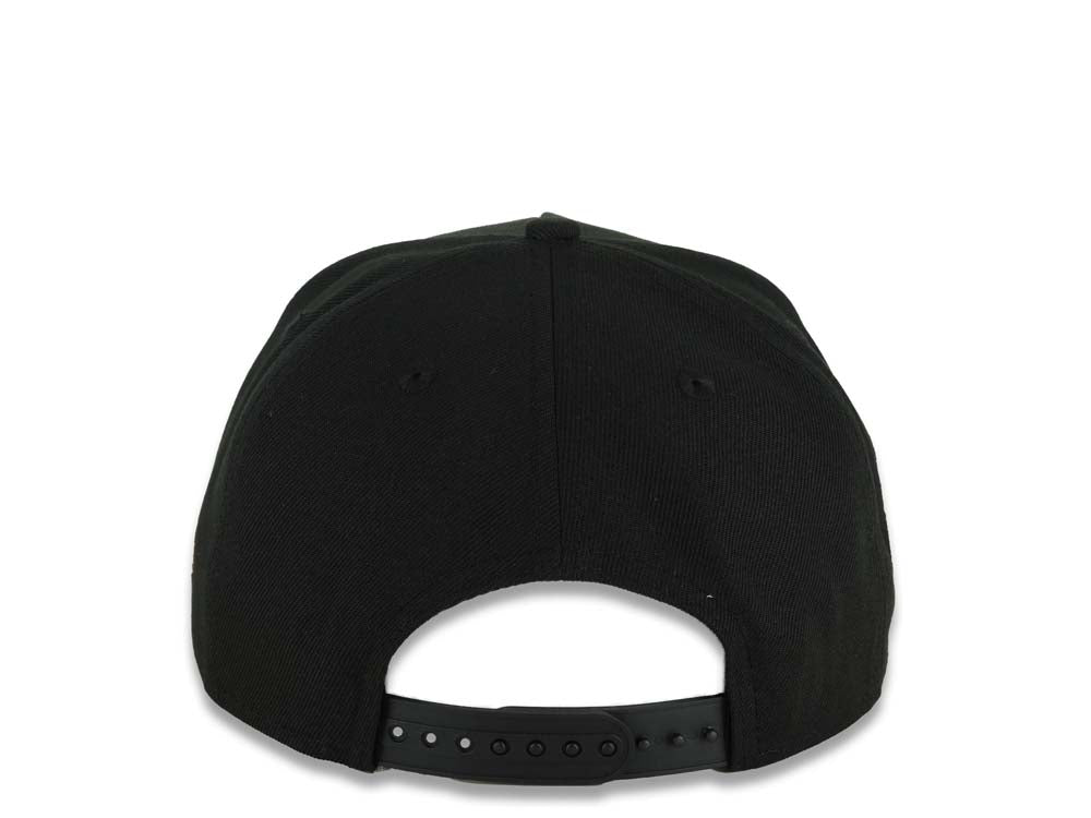 Mexico New Era 9FORTY 940 Adjustable A-Frame Cap Hat Black Crown/Visor White/Metallic Brown Skull Logo Aztec Calendar Side Patch Gray UV
