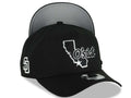 Oceanside California Map New Era 9FORTY 940 Adjustable A-Frame Cap Hat Black Crown/Visor Black/White Logo SD Logo Side Patch Gray UV