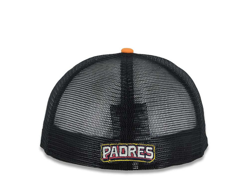 San Diego Padres New Era MLB 59FIFTY 5950 Fitted Mesh Trucker Cap Hat Navy Blue Crown/Visor White/Pink Logo (2026 City Connect Batting Practice)