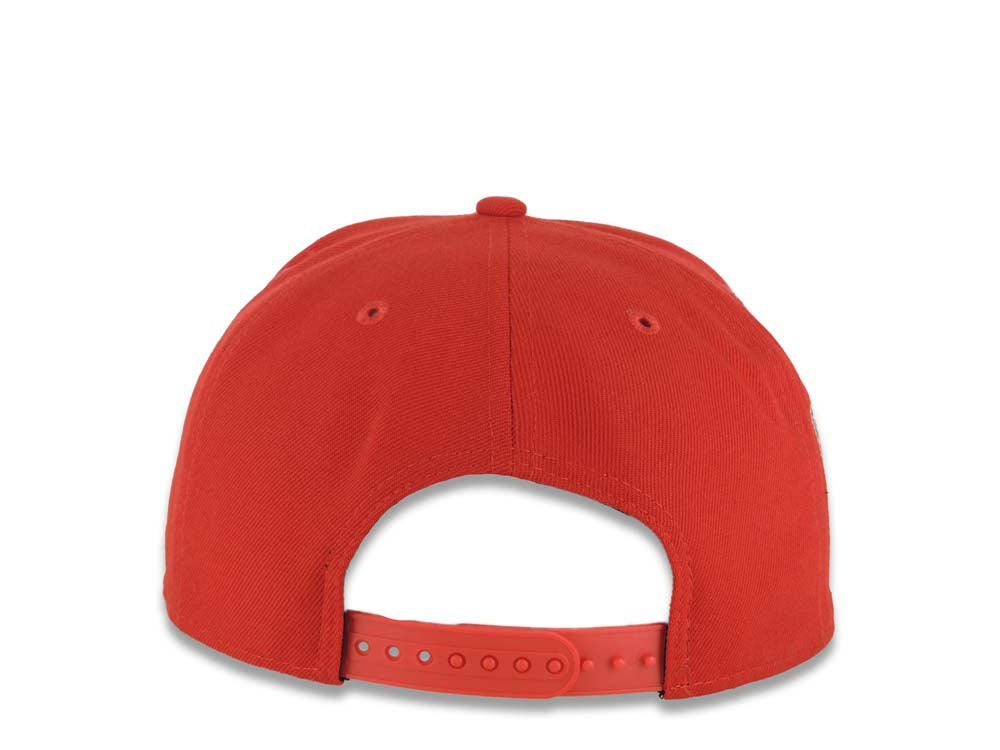 Los Angeles Dodgers New Era MLB 9FIFTY 950 Snapback Cap Hat Red Crown/Visor White Logo With Palm Back To Back 9x World Series Champions Side Patch