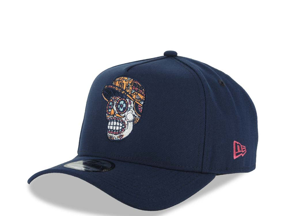 San Diego Padres New Era MLB 9FORTY 940 Adjustable A-Frame Cap Hat Navy Blue Crown/Visor Sugar Skull Logo 40th Anniversary Side Patch Gray UV