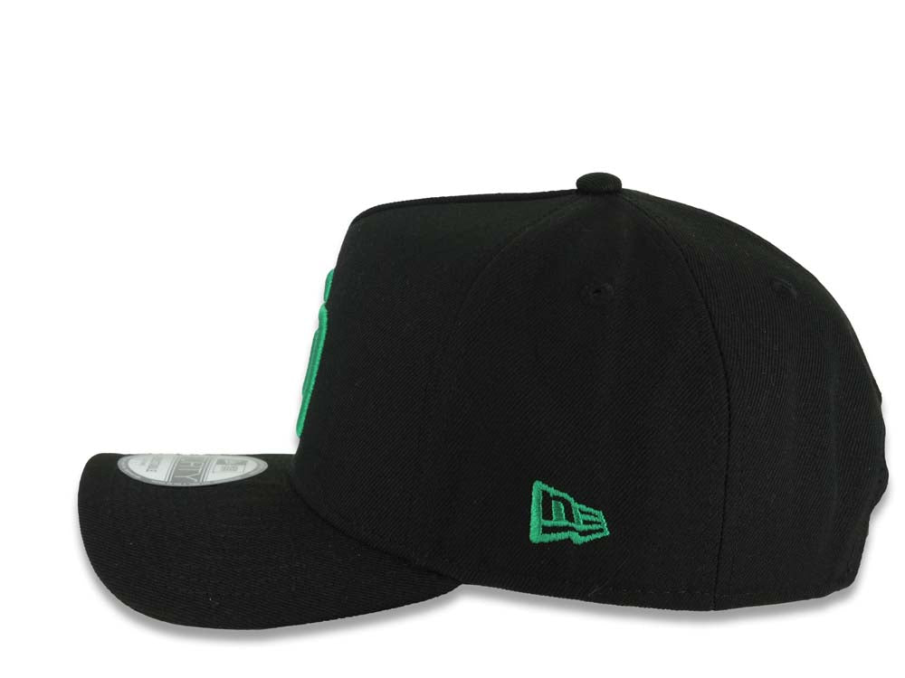 San Diego Padres New Era MLB 9FORTY 940 Adjustable A-Frame Cap Hat Black Crown/Visor Green Logo Gray UV