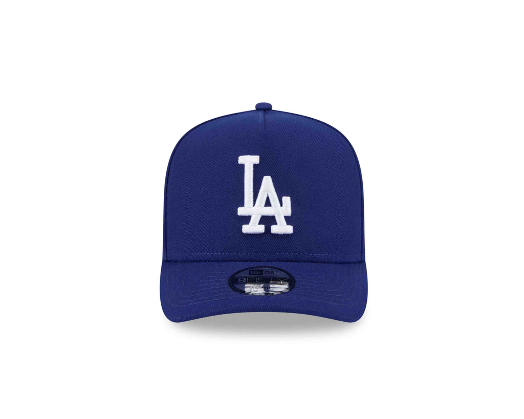 (Youth) Los Angeles Dodgers New Era MLB 9FIFTY 950 A-Frame Snapback Cap Hat Royal Blue Crown/Visor White Logo 1988 World Series Side Patch Gray UV