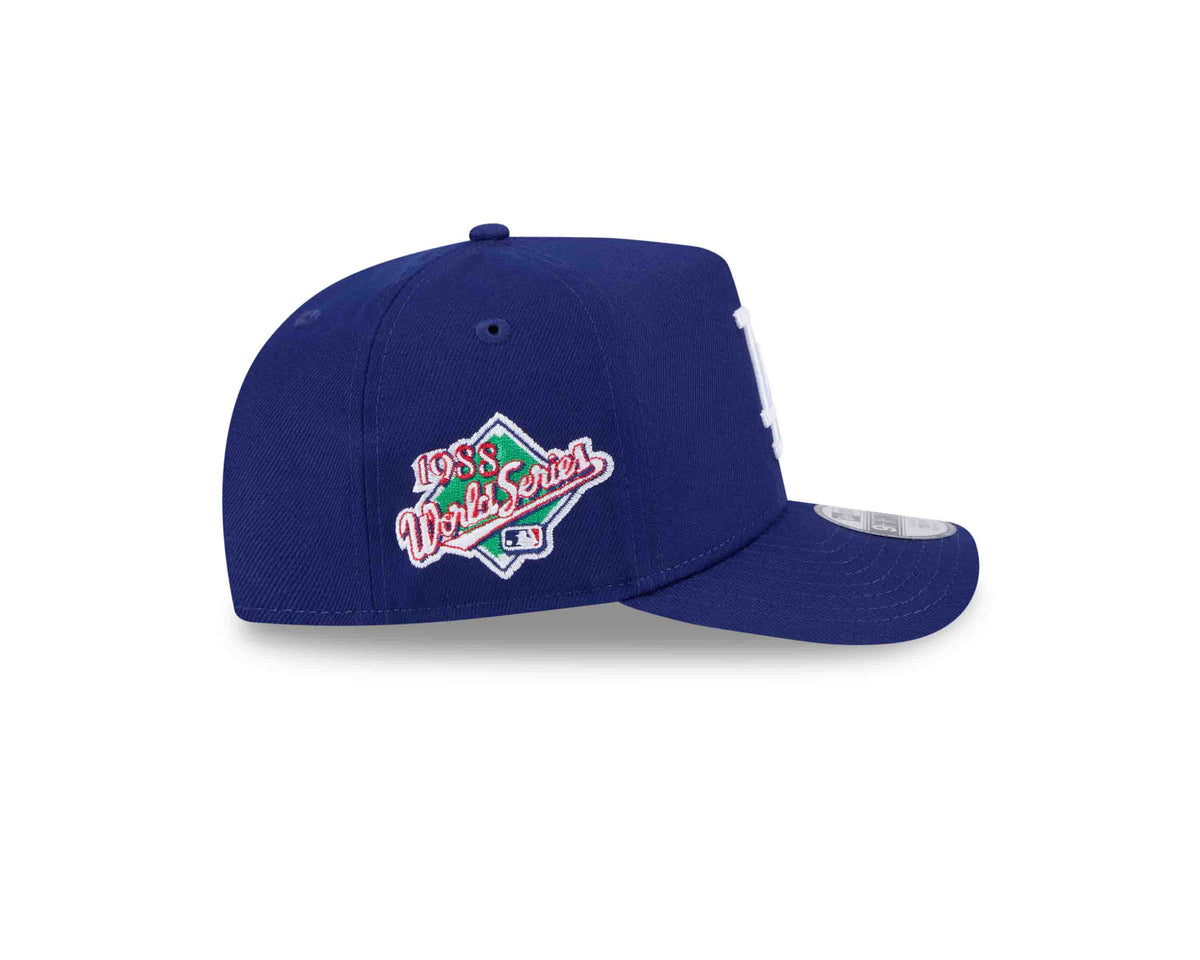 (Youth) Los Angeles Dodgers New Era MLB 9FIFTY 950 A-Frame Snapback Cap Hat Royal Blue Crown/Visor White Logo 1988 World Series Side Patch Gray UV