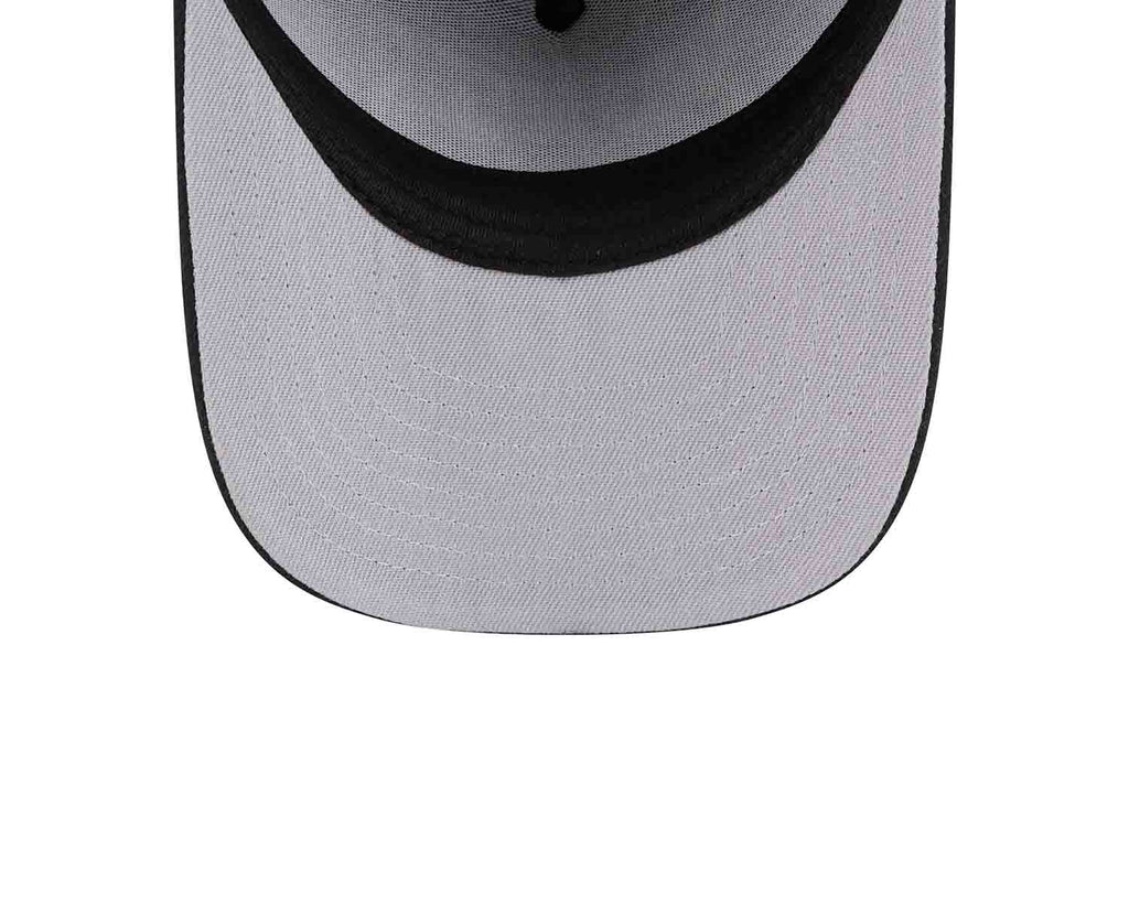 San Diego Padres New Era MLB 9FIFTY 950 Snapback A-Frame Cap Hat Black Crown/Visor Gold/Black Script Logo Gray UV