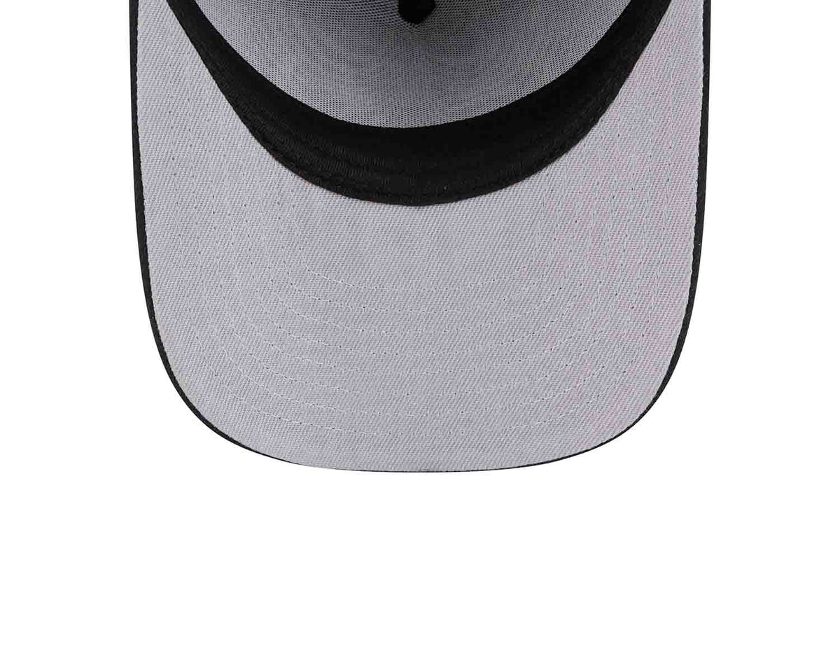 San Diego Padres New Era MLB 9FIFTY 950 Snapback A-Frame Cap Hat Black Crown/Visor Gold/Black Script Logo Gray UV