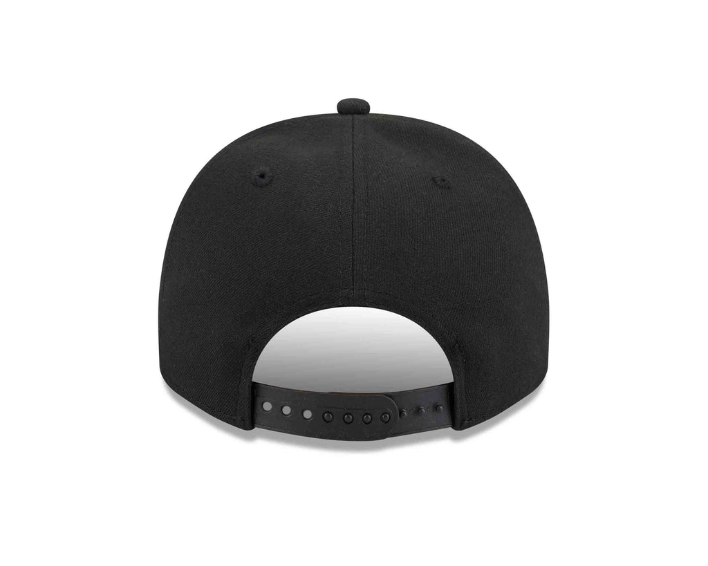 New York Yankees New Era MLB 9FIFTY 950 Snapback A-Frame Cap Hat Black Crown/Visor Gold/Black Script Logo Gray UV
