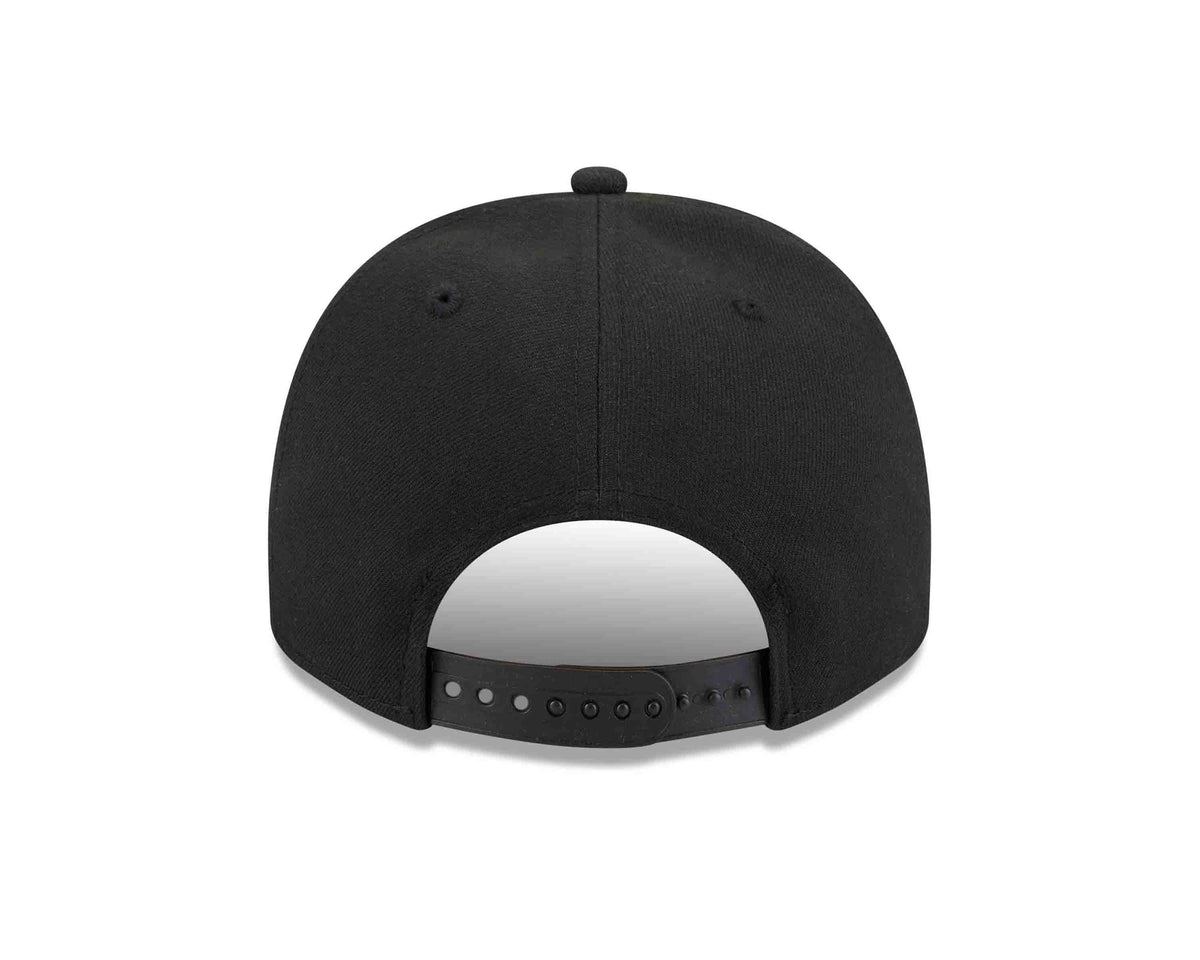 New York Yankees New Era MLB 9FIFTY 950 Snapback A-Frame Cap Hat Black Crown/Visor Gold/Black Script Logo Gray UV