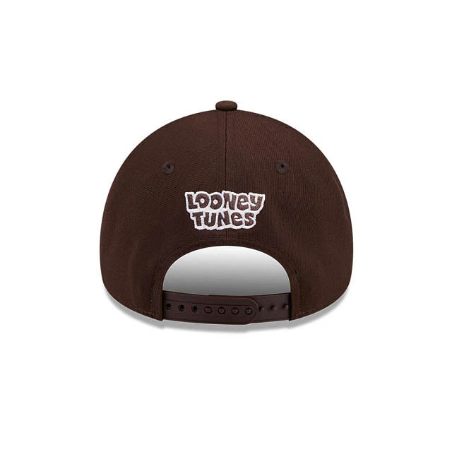 San Diego Padres New Era MLB 9FORTY 940 Adjustable A-Frame Cap Hat Dark Brown Crown/Visor White Script Logo Diamond Side Patch (Looney Tunes)