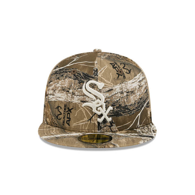 Chicago White Sox New Era MLB 59FIFTY 5950 Fitted Cap Hat Real Tree Edge Camo Crown/Visor White Logo Gray UV