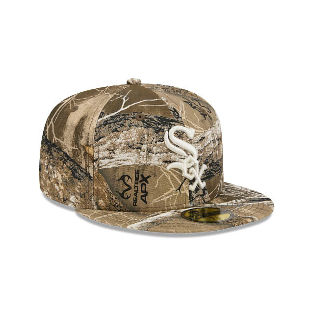 Chicago White Sox New Era MLB 59FIFTY 5950 Fitted Cap Hat Real Tree Edge Camo Crown/Visor White Logo Gray UV