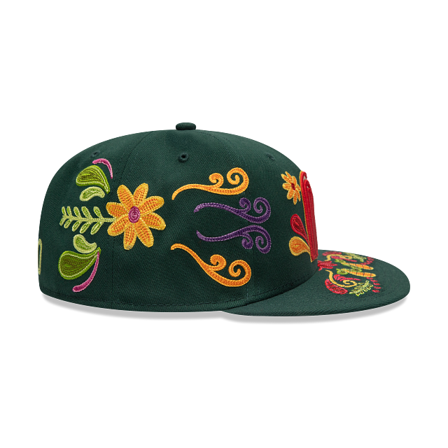 Mexico New Era 59FIFTY 5950 Fitted Cap Hat Dark Green Crown/Visor Red/White/Yellow Logo (Latin Heritage)