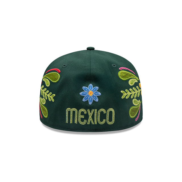 Mexico New Era 59FIFTY 5950 Fitted Cap Hat Dark Green Crown/Visor Red/White/Yellow Logo (Latin Heritage)