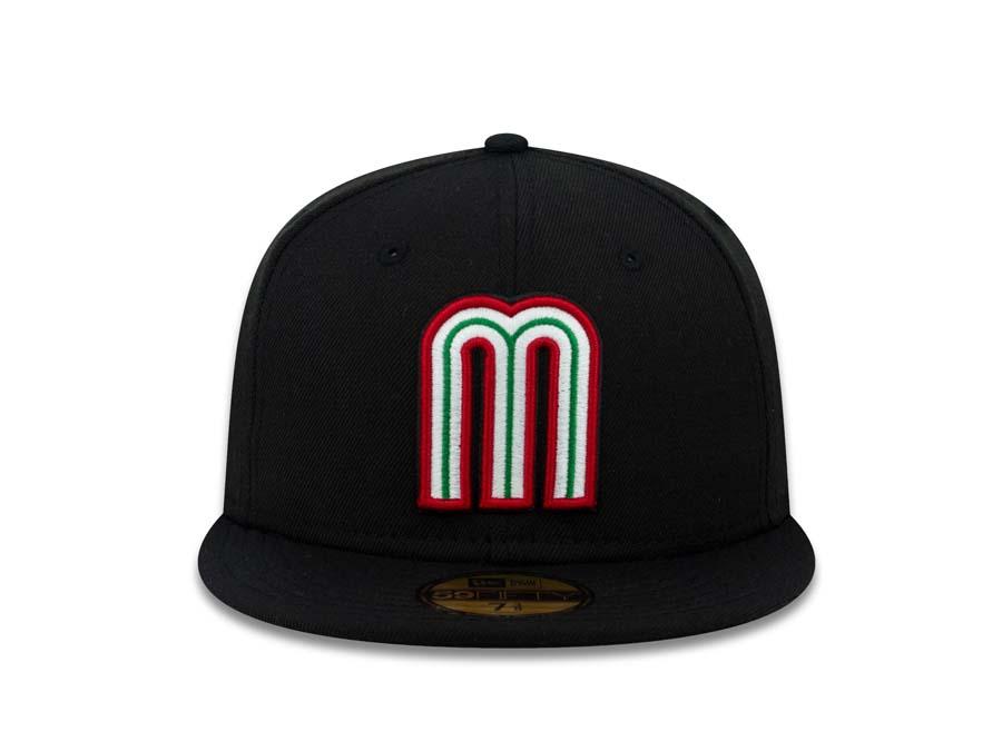 Mexico New Era WBC 59FIFTY 5950 Fitted Cap Hat Black Crown/Visor Green/White/Red Logo