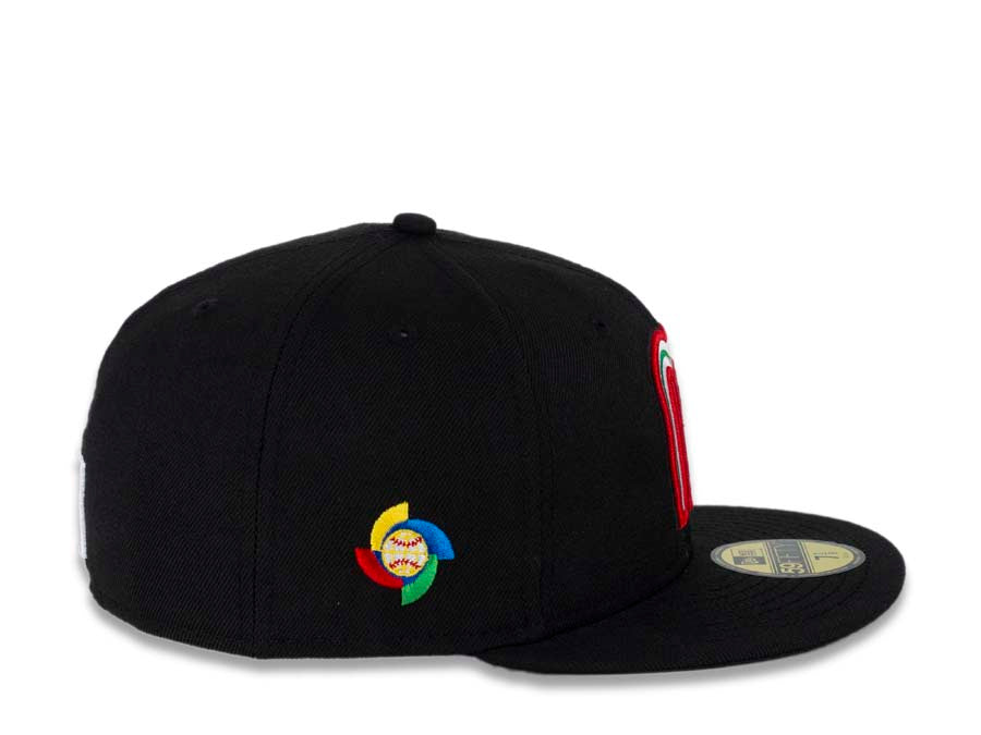 Mexico New Era WBC 59FIFTY 5950 Fitted Cap Hat Black Crown/Visor Green/White/Red Logo
