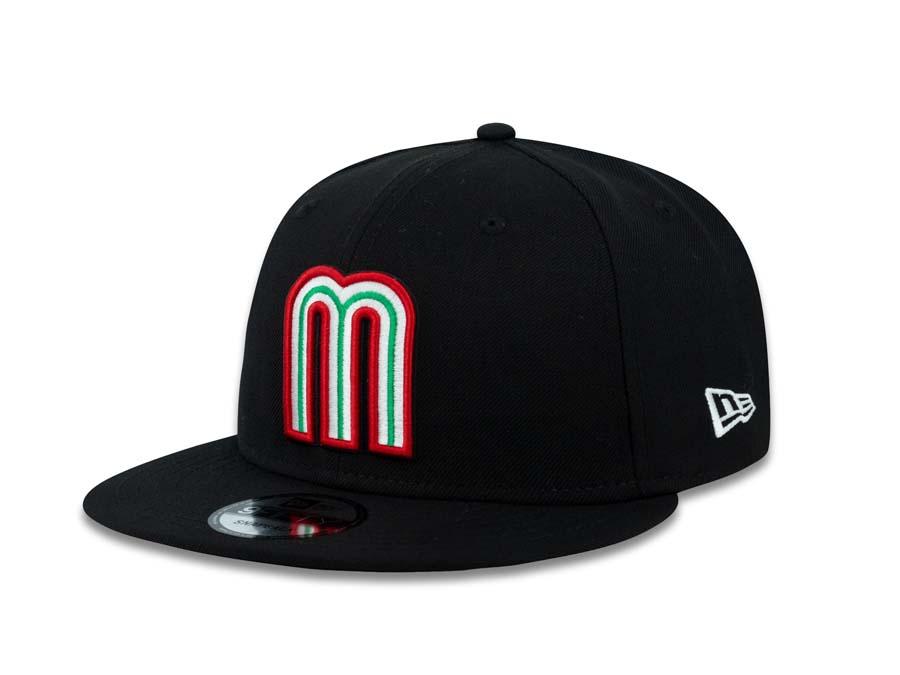 Mexico New Era WBC 9FIFTY 950 Snapback Cap Hat Black Crown/Visor Green/White/Red Logo