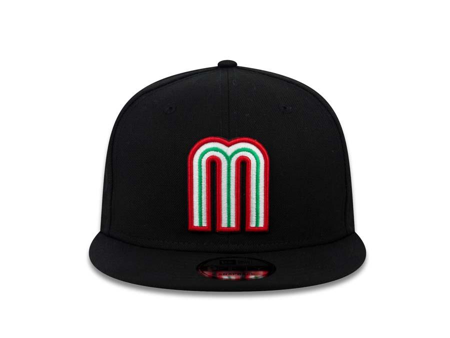 Mexico New Era WBC 9FIFTY 950 Snapback Cap Hat Black Crown/Visor Green/White/Red Logo