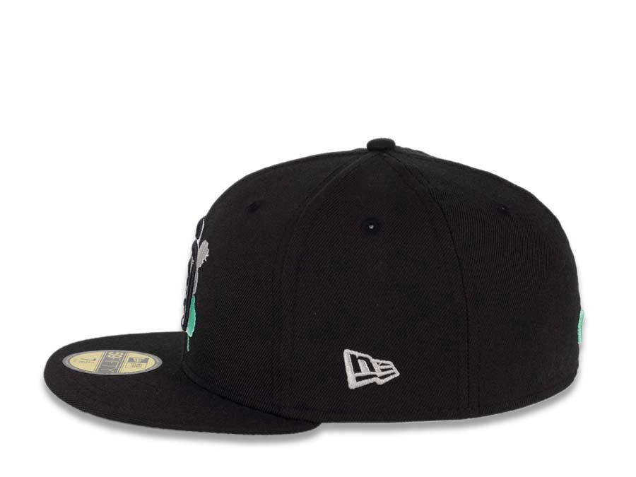 San Diego Padres New Era MLB 59FIFTY 5950 Cap Hat Black Crown/Visor Black/White/Teal Splatter Logo