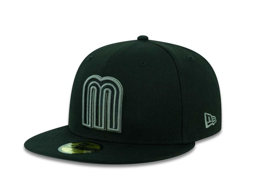 Mexico New Era 59FIFTY 5950 Fitted Cap Hat Black Crown/Visor Black/Gray Logo